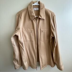 Dana Buchman Tan 100% Cashmere Full Zip Front Jacket Size 14 Fall Lightweight